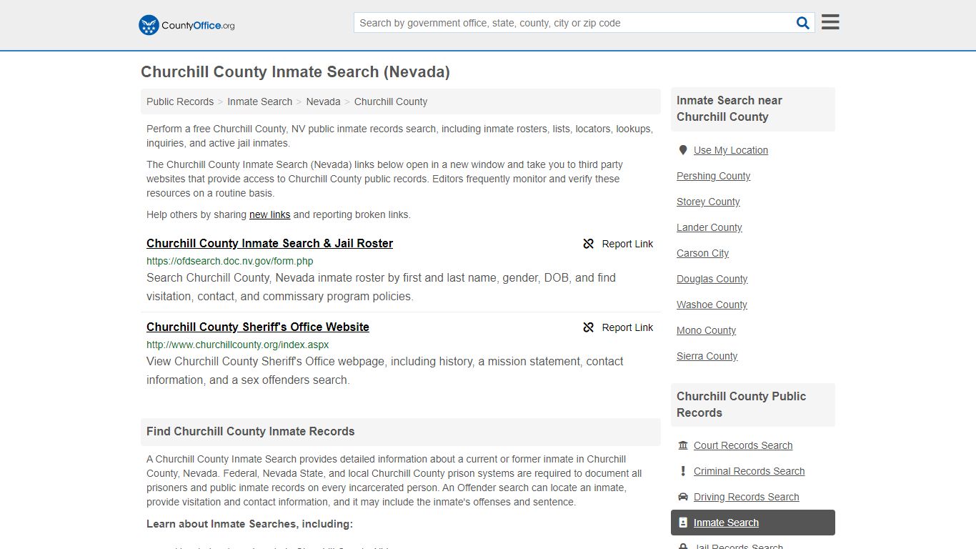 Inmate Search - Churchill County, NV (Inmate Rosters ...